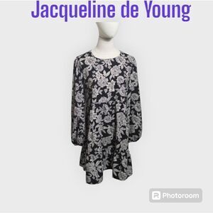 Jacqueline De Young Black & White Floral Babydoll Relaxed Fir Mini Dress